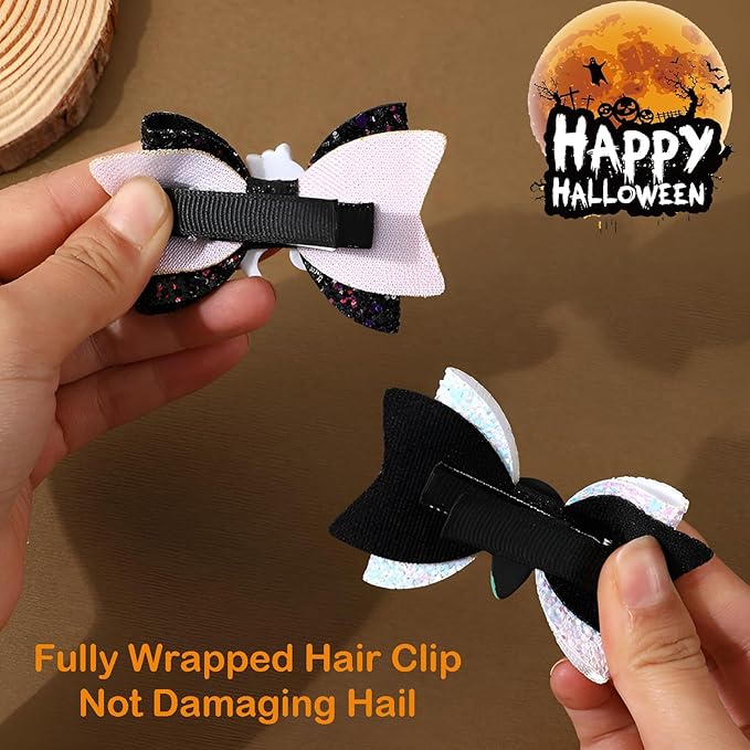 4 Pcs Halloween Hair Clips Bow Hair Accessories Cute Pumpkin
