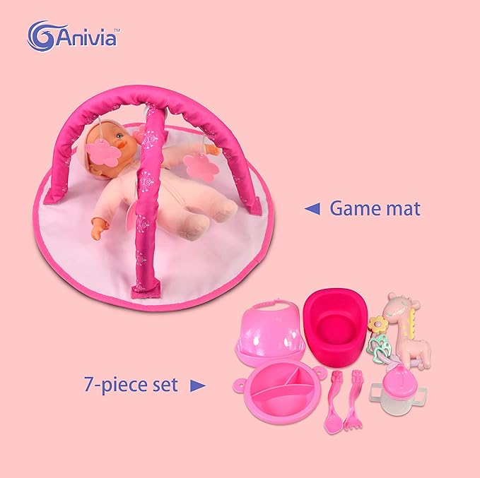 ANIVIA 5PCs Baby Doll Stroller Set - Baby Doll Accessories (11" Doll