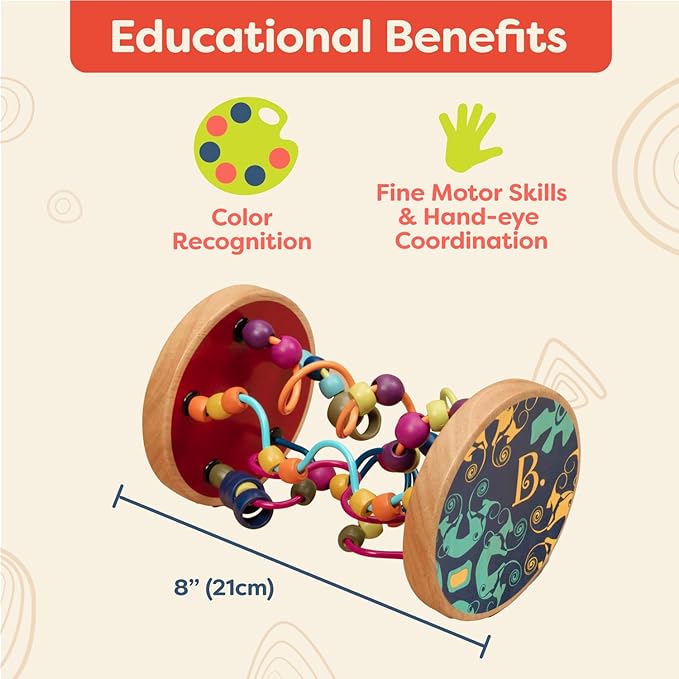 B. toys – Loopty Lo Wooden Rolling Toy - Developmental Bead Maze 47 Beads 5 Mazes 18 Months