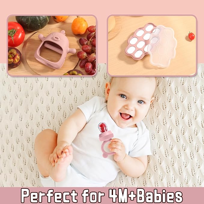 Baby Fruit Feeder Pacifier - 3 Pack | 1 Baby Food Feeder & 1 Baby Teether & 1 Baby Popsicle Molds
