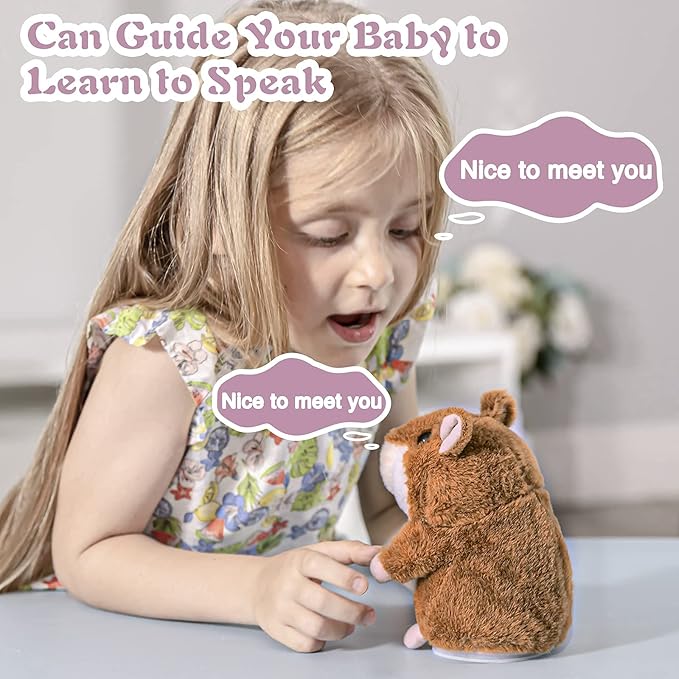 HOMILY Talking Hamster, Repeats What You Say Plush Animal Toy Electronic Hamster Mouse for Boys