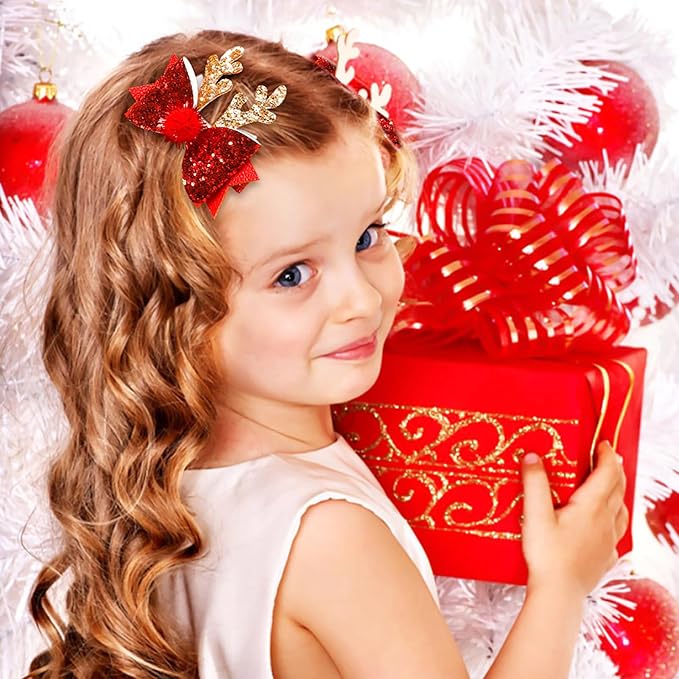 4 Pcs Christmas Hair Clips Xmas Bow Hair Accessories Cute