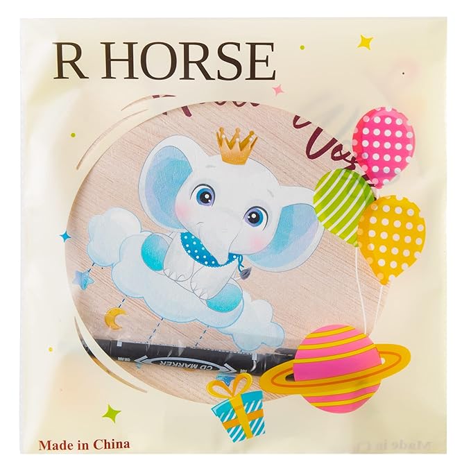 R HORSE Baby Birth Announcement Sign with Marker Pen Double-Sided
