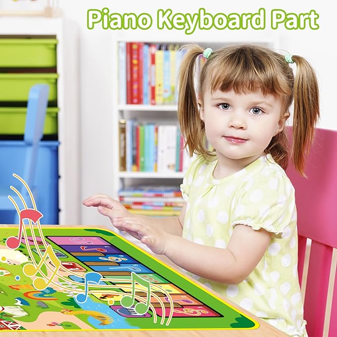 1 Year Old Boy Toys, 3 in 1 Musical Toys for Toddlers 1-3 Piano Keyboard 2 Drum 12-18 Months 1 2 3 Year