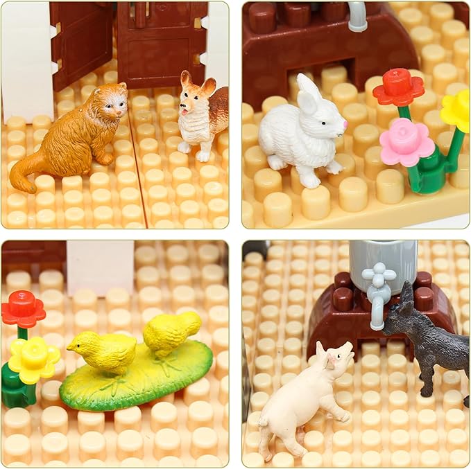 iftnotea 12PCS Mini Farm Animal Toy Figurines - Tiny Plastic Barn Animals Figures with Little Horse Cow Dog Cat 3 4 5 6 7 8