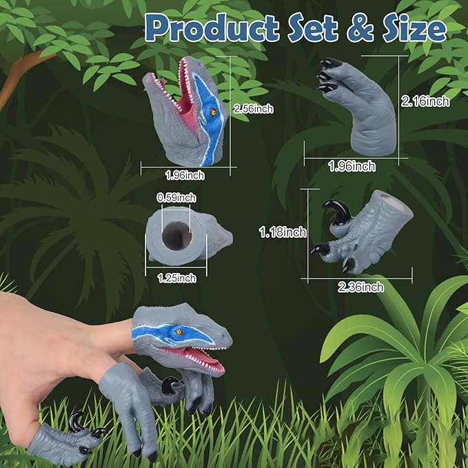 HugOutdoor New Velociraptor Dinosaur Finger Puppet Toy Cosplay Novelty Christmas