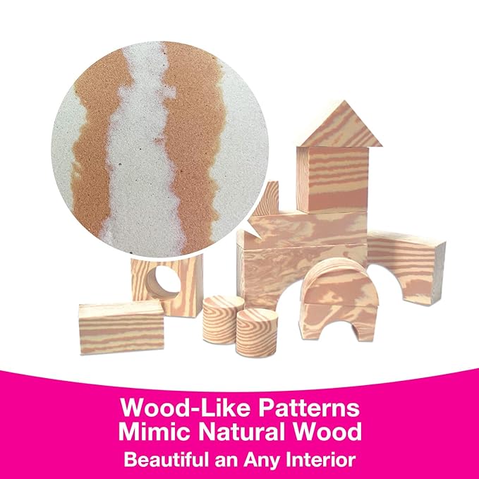 Edushape Wood-Like Soft Baby Blocks for Toddlers 1-3, 32 Pieces Big Size - Edu-Blocks Soft Blocks Foam Blocks
