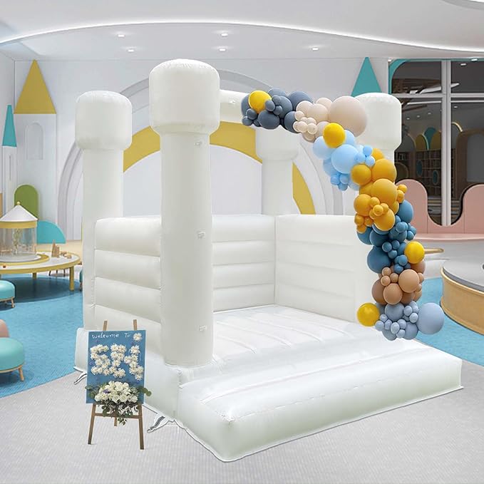 White Bounce House 8x8x8 FT Inflatable Indoor Bounce House 3-12,PVC White