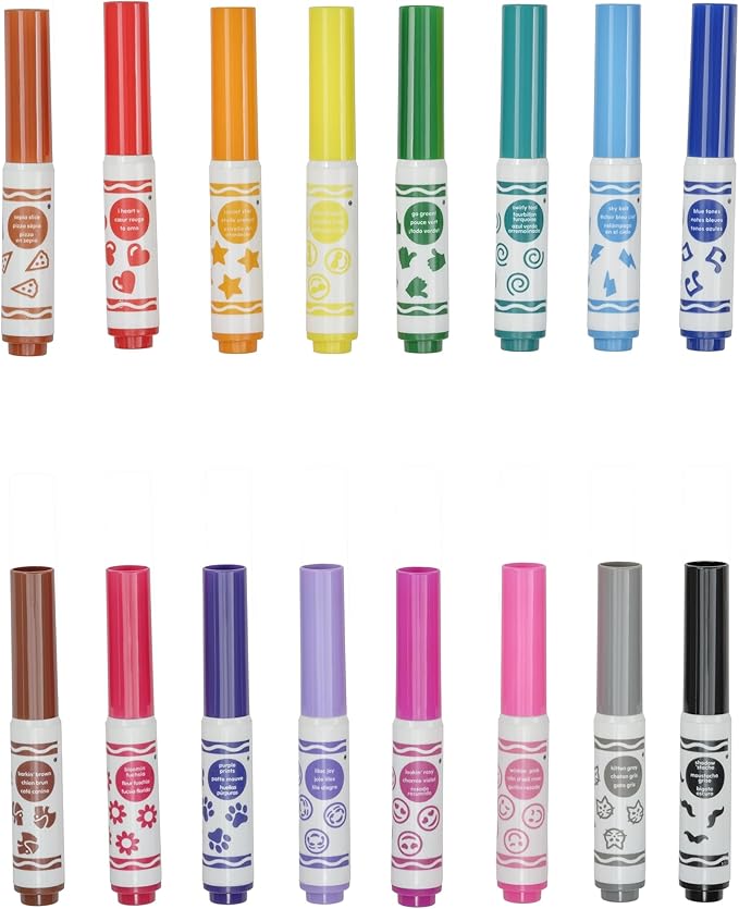Crayola Emoji Pip Squeaks Washable Markers (16ct), Toddler Mini Stamper Marker Set, Coloring Supplies for Toddlers, Gift for Kids