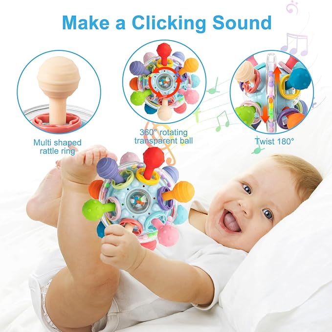 TOHIBEE Baby Montessori Sensory Toys for 0-6 6-12 Months, Food Grade Teething Toys for Babies 0 3 6 9 12 18 Months 1 2