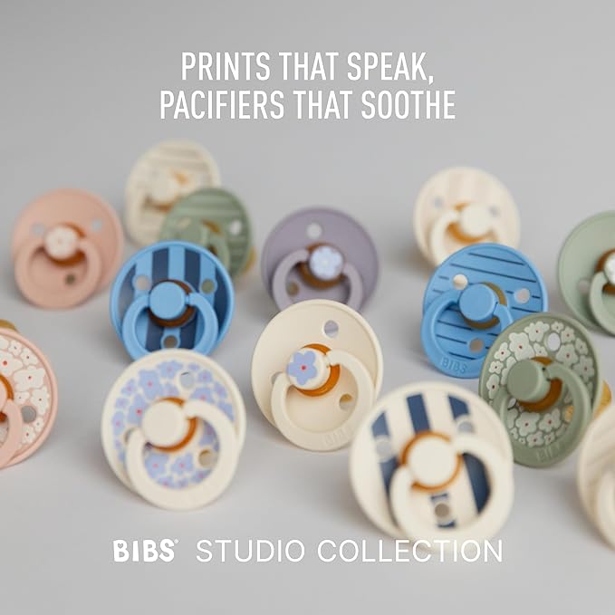 BIBS Pacifiers - Colour Studio 2 Pack | Round Nipple Baby Pacifier 6+ Months