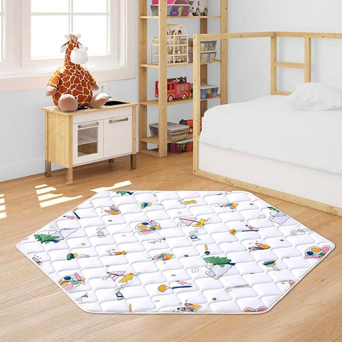 Hexagon Play Mat, Premium Foam Baby Playmat 52x45 Inches