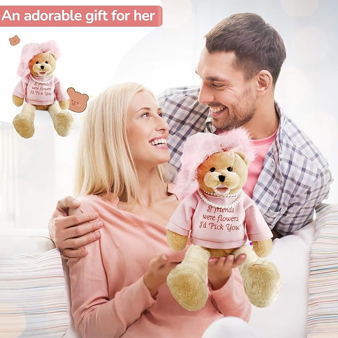 Houwsbaby 20'' Pink Musical Teddy Bear Stuffed Animal,Singing Plush Toy with Shaking Head