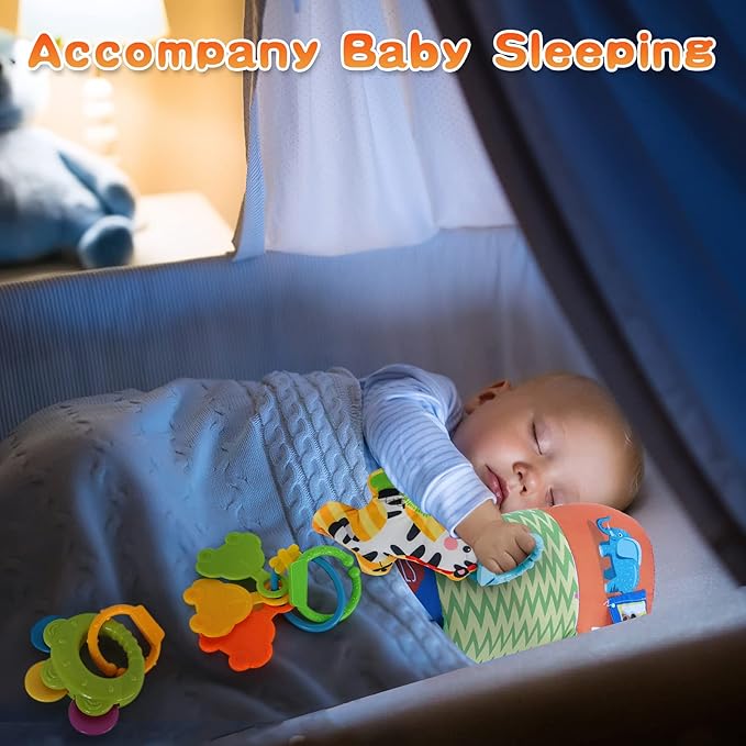 HISTOYE Baby Tummy Time Pillow Toy with Detachable Rattles Crawling 3-6 Months 6-12 Months 0 3 6 9 12 Months