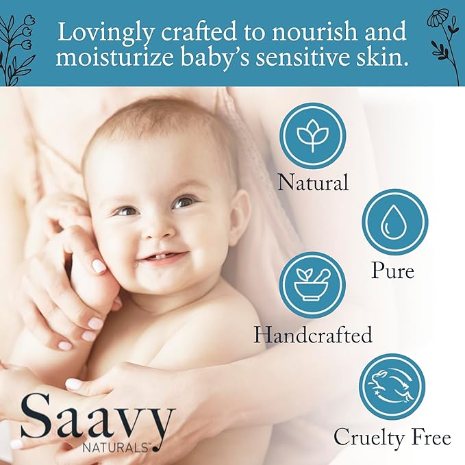 Saavy Naturals Chamomile Baby Oil Pack, Sensitive Baby Oil for Skin with Jojoba Oil