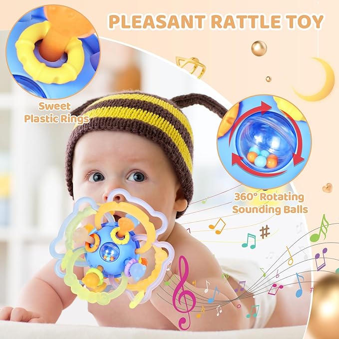 Orzbow Sensory Teething Toys for Babies, Baby Montessori Toys 3-6-12-18 Months