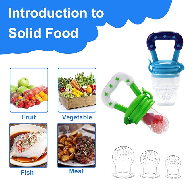 Food Feeder Baby Fruit Feeder Pacifier (3 Pcs) with 6 2 PCS 90ML with 2 Baby
