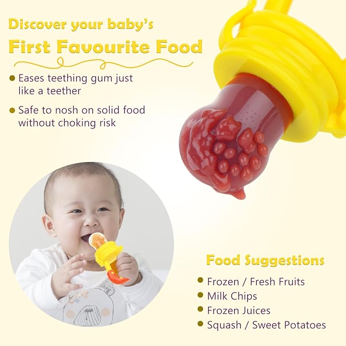 WAJIAYON Baby Fruit Feeder/Food Feeder Pacifier (3 Pack)- Infant Teething Toys | Fruit Pacifier Feeder