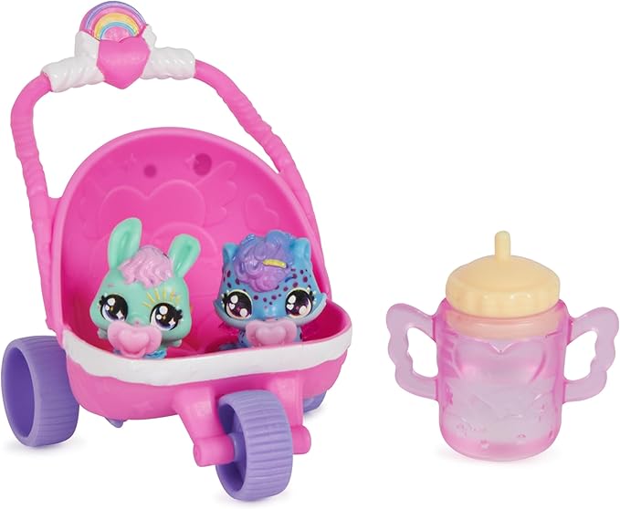Hatchimals Alive, Hatch N’ Stroll Playset with Stroller Toy and 2 Mini Figures in Self-Hatching Eggs 3 and