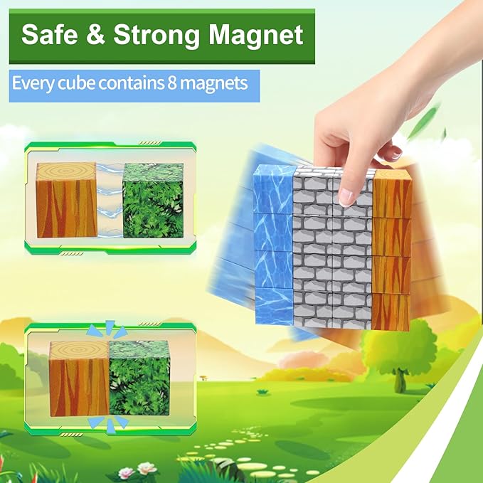 Magnetic Blocks Toys for Boys & Girls Age 6 7 8 9 10, Stacking Building Toys for Toddlers Fidget Cubes Sensory Toy for Kids