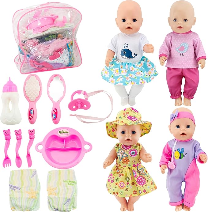 SOTOGO 20 Pieces Baby Doll Care Set Doll Feeding and