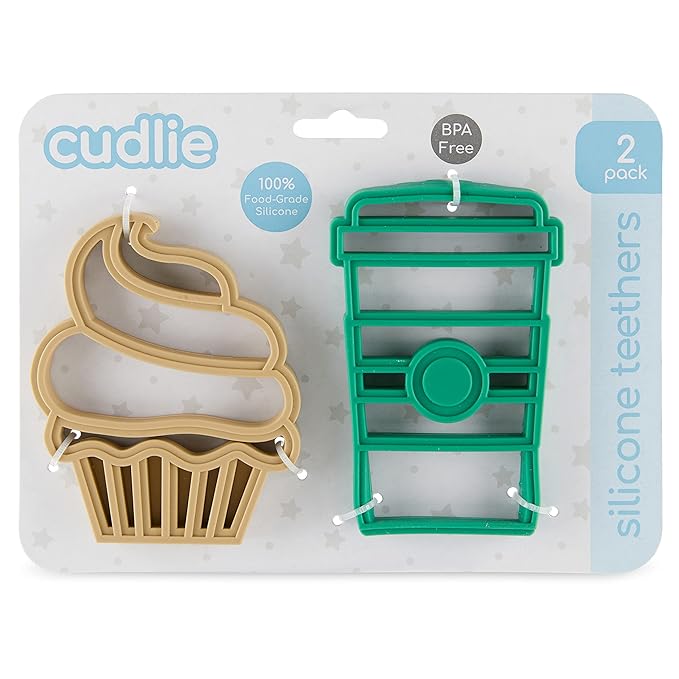 Cudlie 2-Pack Food Grade Silicone Teether - BPA Free, Fun