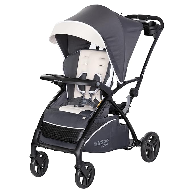 Baby Trend Sit N' Stand 5-in-1 Shopper Stroller w/Canopy & Storage Basket & EZ-Lift Plus Lightweight Infant Car Seat w/Cozy Cover & Base, Magnolia