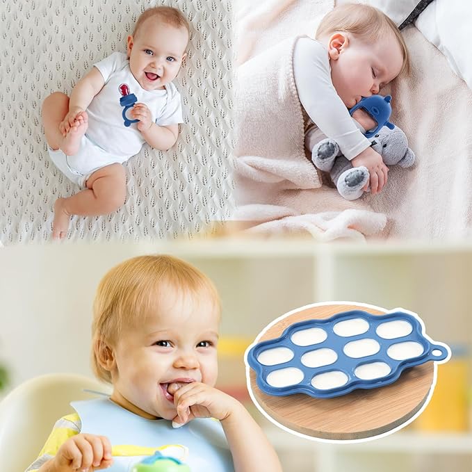 Baby Fruit Feeder Pacifier - 3 Pack | 1 Baby Food Feeder & 1 Baby Teether & 1 Baby Popsicle Molds
