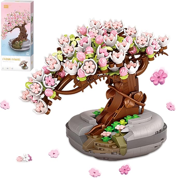 QIUXQIU Mini Sakura Bonsai Tree Model Creative DIY Simulation Mini