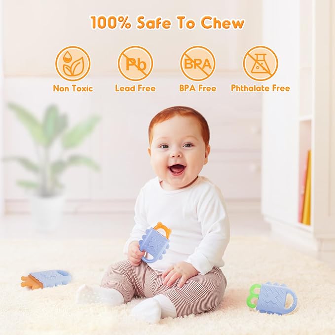 NPET 3-in-ONE Teethers for Babies 3-6 Months, Convertible Teething Relief 6-12 Months