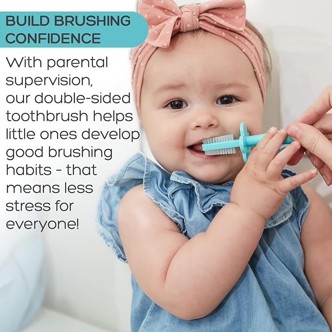 Grabease Baby Toothbrush Double Sided - Training Finger Toothbrush for Toddler Infant, BPA-Free & Phthalate-Free for Baby & Toddler, 1 Pack, Yelow
