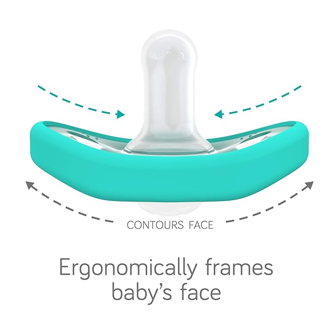 Nanobebe Baby Pacifiers 0-3 Month - Orthodontic, Curves Comfortably with Face Contour 100% Silicone 2pk,Grey