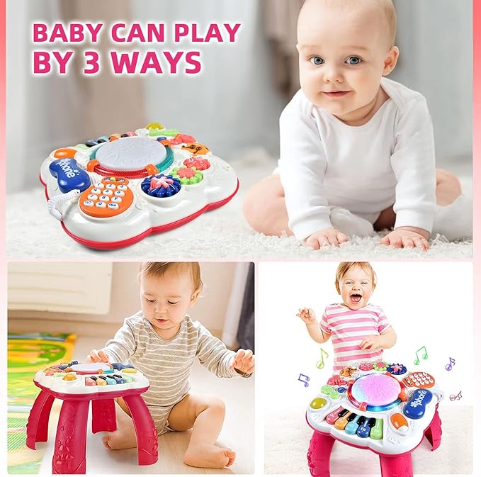 Early Development Baby Toys 6 to 12 Months,Activity Music Toys 11.8×11.8×12.2 Inches