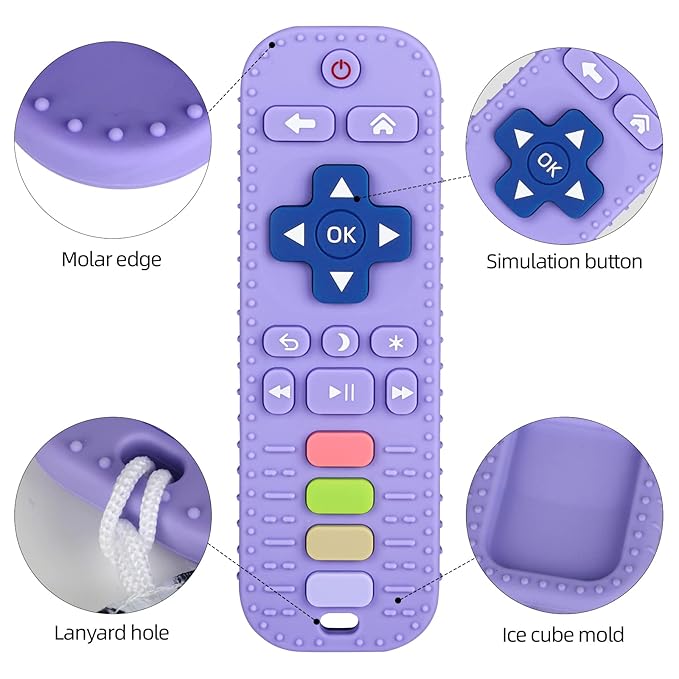 Chuya Silicone Baby Teething Toy Remote Control Shape Chew Toy 3-6 Months 3-24 Months,