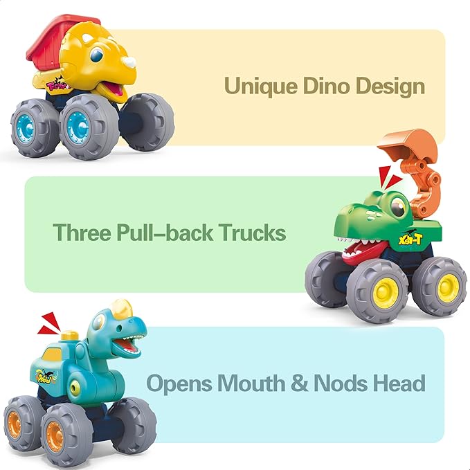iPlay, iLearn Toddler Dinosaur Monster Truck Toys 1 2 3 Year 12 18 24 Month