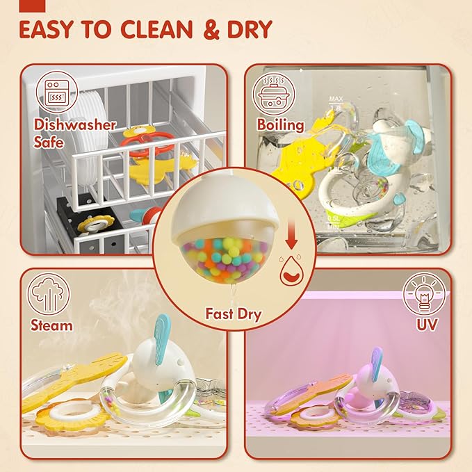 Baby Toys - 9pcs Silicone Baby Teething Toys Teethers, Rattles for Babies 0-6 Months 0-3-6-12 Months