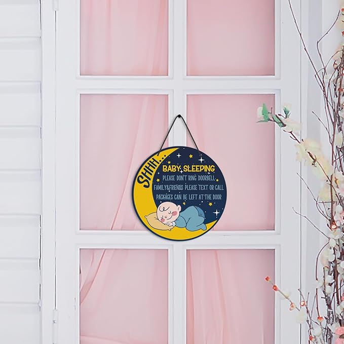 Putuo Decor Dont Ring Doorbell Sign Cute Baby Sleeping Door