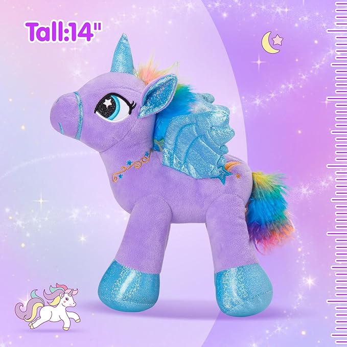 Houwsbaby 14'' Purple LED Light Up Unicorn Stuffed Animal,Unicorn Plush Toy