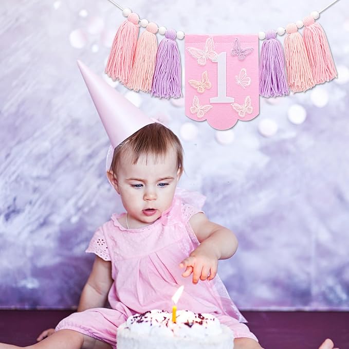 Butterfly First Birthday High Chair Banner, Butterfly High Chair Banner