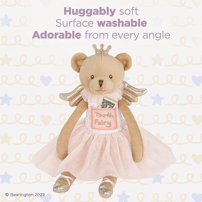 Bearington Sparkles Soft Plush Teddy Bear Tooth Fairy Doll, 14 Inches