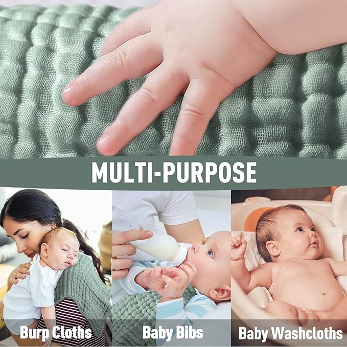 Yoofoss Muslin Burp Cloths for Baby 10 Pack 100% Cotton 20''X10'' Super