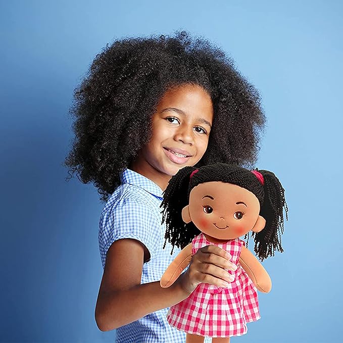 Linzy Toys, 16'' Crystal Soft Plush Black Rag Doll for Girl