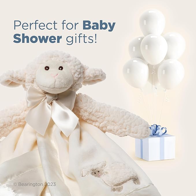 Bearington Baby Lamby Snuggler, 15 Inch White Lamb Plush Stuffed Animal Security Blanket Lovey for Babies