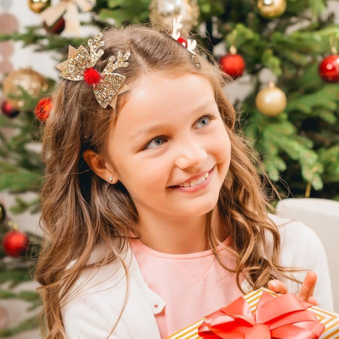4 Pcs Christmas Hair Clips Xmas Bow Hair Accessories Cute