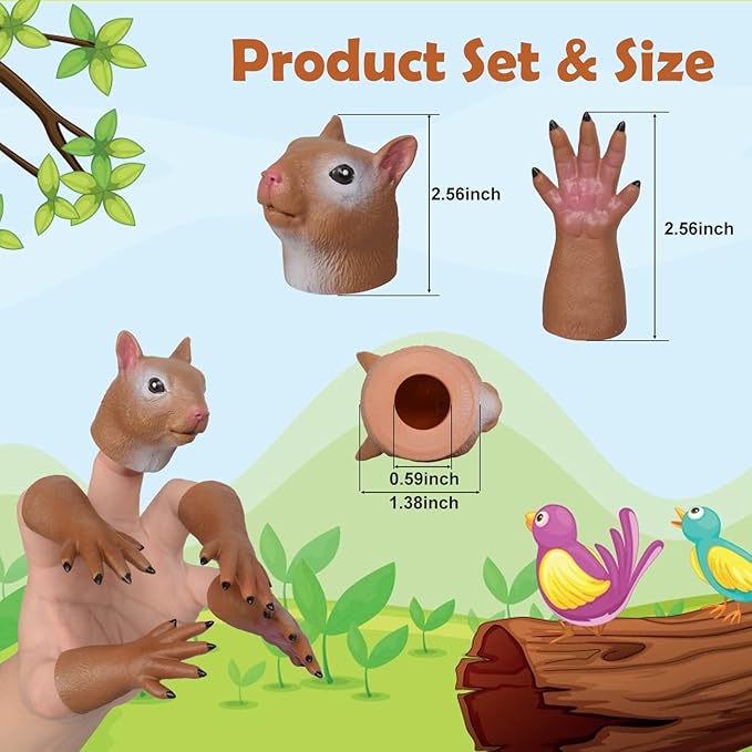 HugOutdoor 2 Sets Squirrel Finger Puppet Toy Cosplay Novelty Christmas