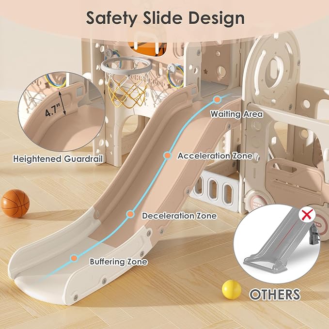 10 in 1 Toddler Slide, Baby Slide for Toddlers Age 1+ with Ring Toss