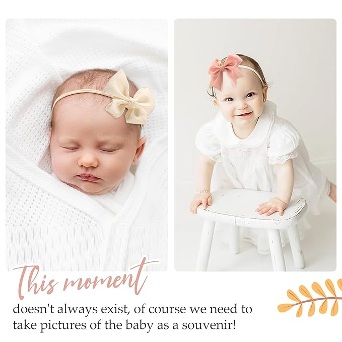 Soft Stretchy Nylon Headbands Handmade Hair Bands for Baby Girls Newborn Infant Toddler竊뉰eige"