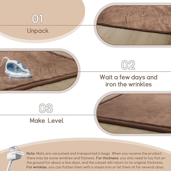 Baby Play Mat Coral Velvet Nursery Rug - 6’7” X 5’11” Memory Foam Area Rug Soft Padded Carpet
