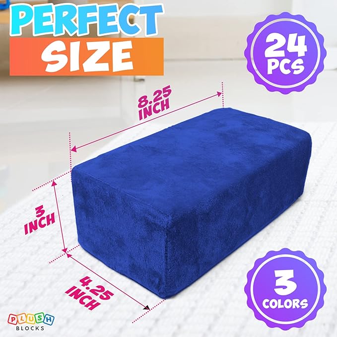 The Original Premium Plush Building Block for Kids - Certified Safe Foam Blocks in Luxuriously Soft Fabric Covers 24 (Classic
