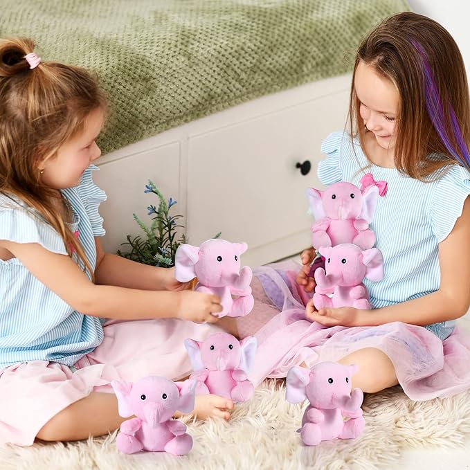 HyDren 8 Pcs Plush Mini Elephant Stuffed Animal Toys 4
